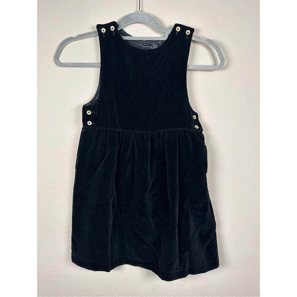 Lands End Vintage Black Velvet kids dress sz M  - MADE IN USA